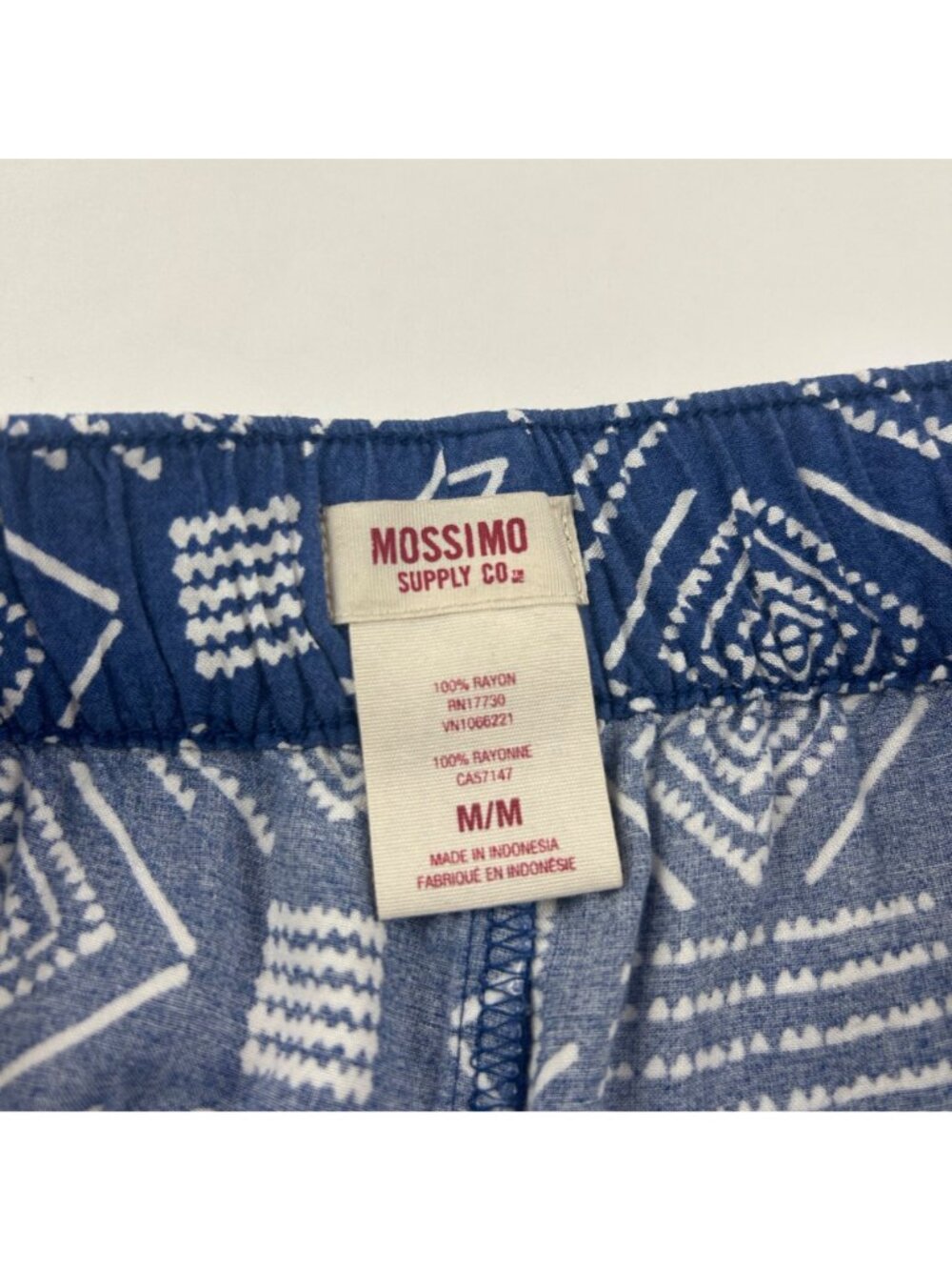Mossimo Blue Diamond Batik Print Lightweight Wide Leg Lounge Pant M - Picture 3 of 5